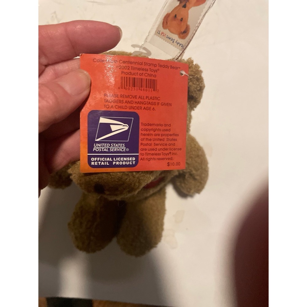 Vintage USPS 100 Years of Teddy Bears Centennial Stamp Plush Brown Bear 10" - Picture 4 of 6
